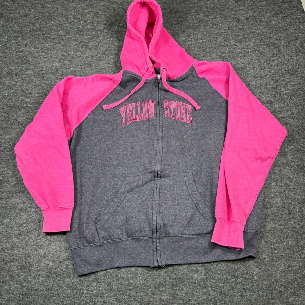 Rag Wear USA Yellowstone Zip Up Hoodie‎ Gray Pink Womens Size XL